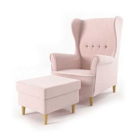 Füles fotel lábtartóval Világos rózsaszín Butor-signal