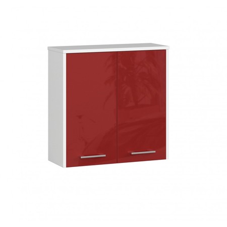 FIN W60 2D Fürdőszobai fali szekrény (piros/fehér) Akord