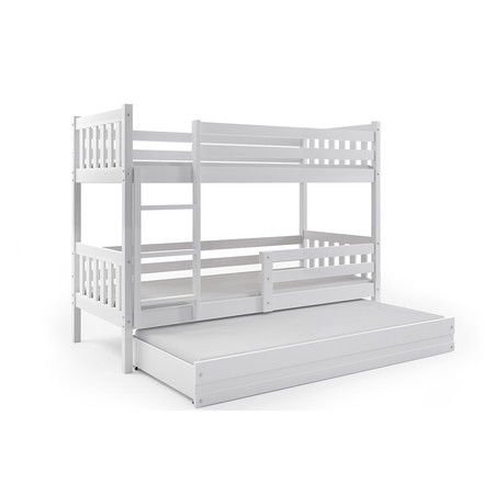 Gyermek emeletes ágy kihúzható ággyal CARINO 190x80 cm Fehér BMS