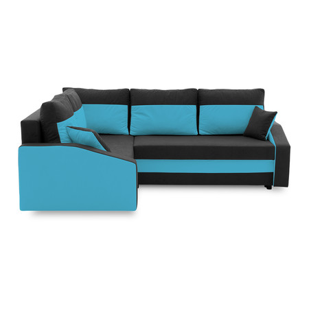 Rohová rozkládací sedací souprava GRANDE PLUS - color mikro Levá Černá + Tyrkysová SG-nábytek