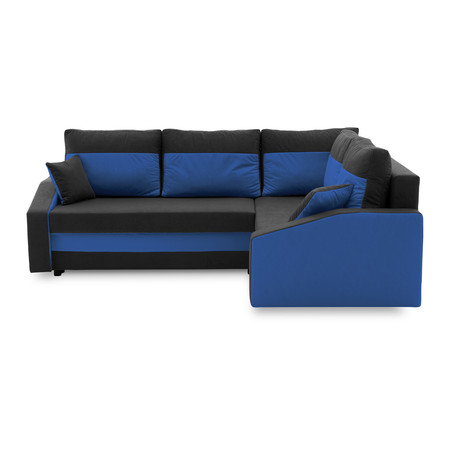 Rohová rozkládací sedací souprava GRANDE PLUS - color mikro Pravá Černá +Tmavě modrá SG-nábytek
