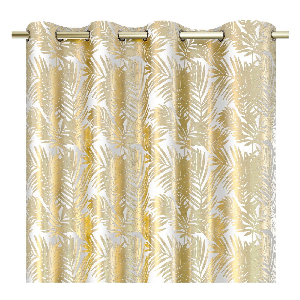 Fehér-aranyszínű bársony dimout (részleges sötétítő) függöny 140x245 cm Golden Leaves – Restilo