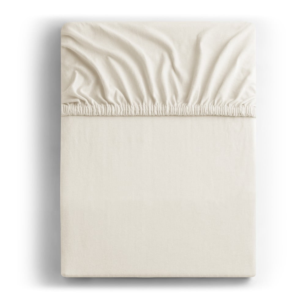 Krémszínű gumis jersey lepedő 240x200 cm Amber – DecoKing
