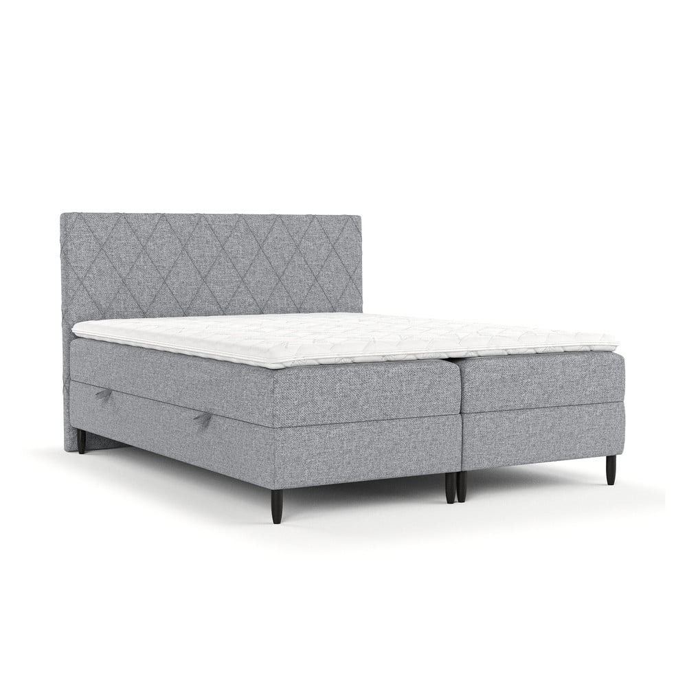 Szürke ágyneműtartós boxspring ágy 140x200 cm Gwen – Maison de Rêve