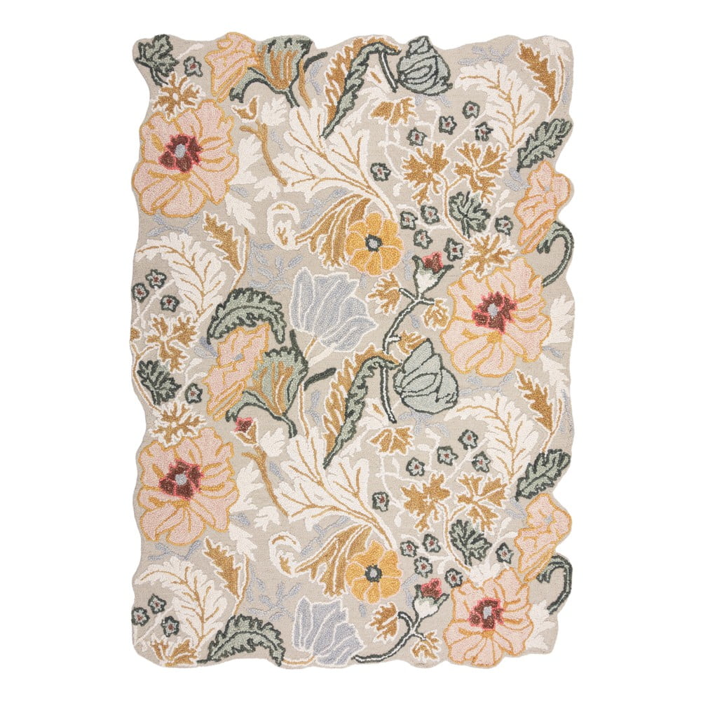 Világos rózsaszín kézi szövésű gyapjú szőnyeg 120x170 cm Daphne Shaped Floral – Flair Rugs