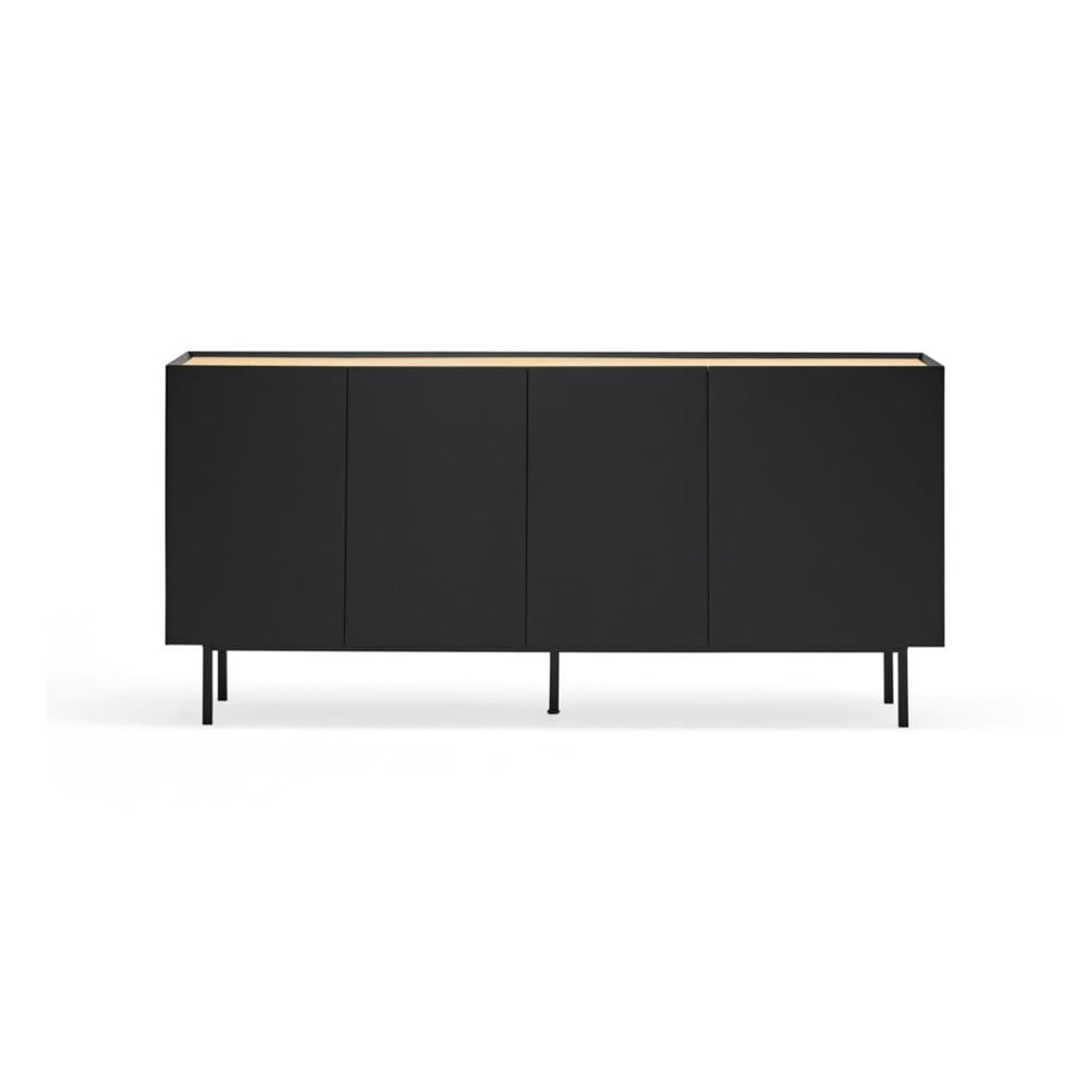 Fekete alacsony komód tölgyfa dekorral 165x78 cm Arista – Teulat