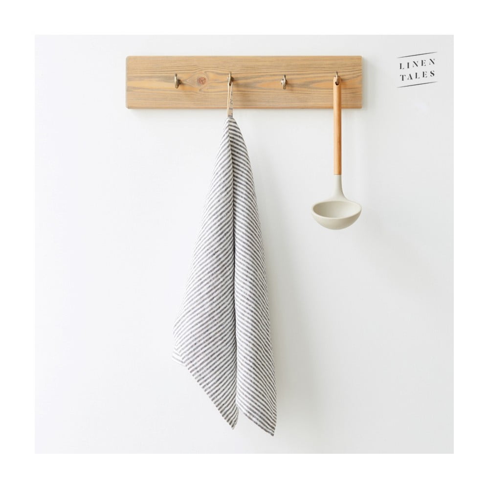 Len konyharuha 45x65 cm Thin Black Stripes – Linen Tales