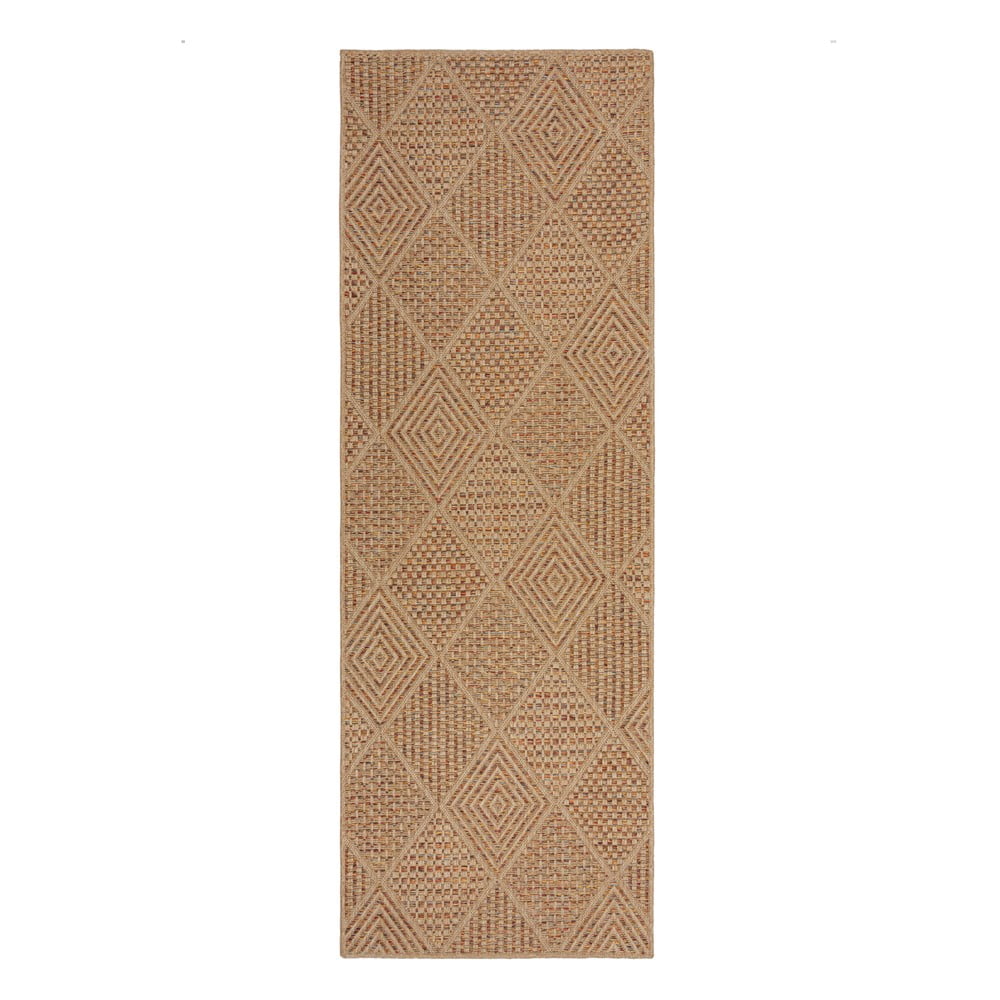 Natúr színű kültéri futószőnyeg 80x230 cm Nora Diamond – Flair Rugs