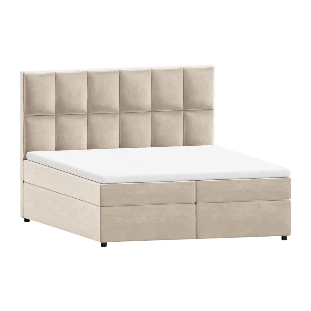 Bézs ágyneműtartós boxspring ágy 140x200 cm Flip – Ropez