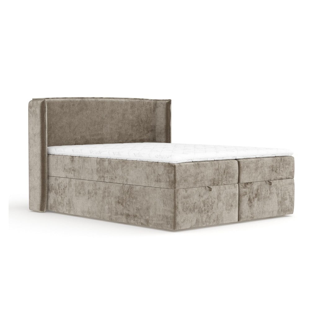 Bézs ágyneműtartós boxspring ágy 200x200 cm Passion – Maison de Rêve