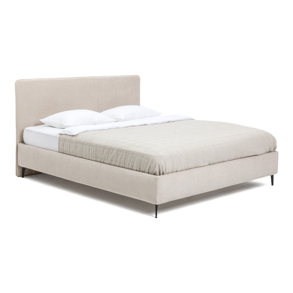Bézs kárpitozott franciaágy ágyráccsal 180x200 cm Noira Slim – Bonami Selection