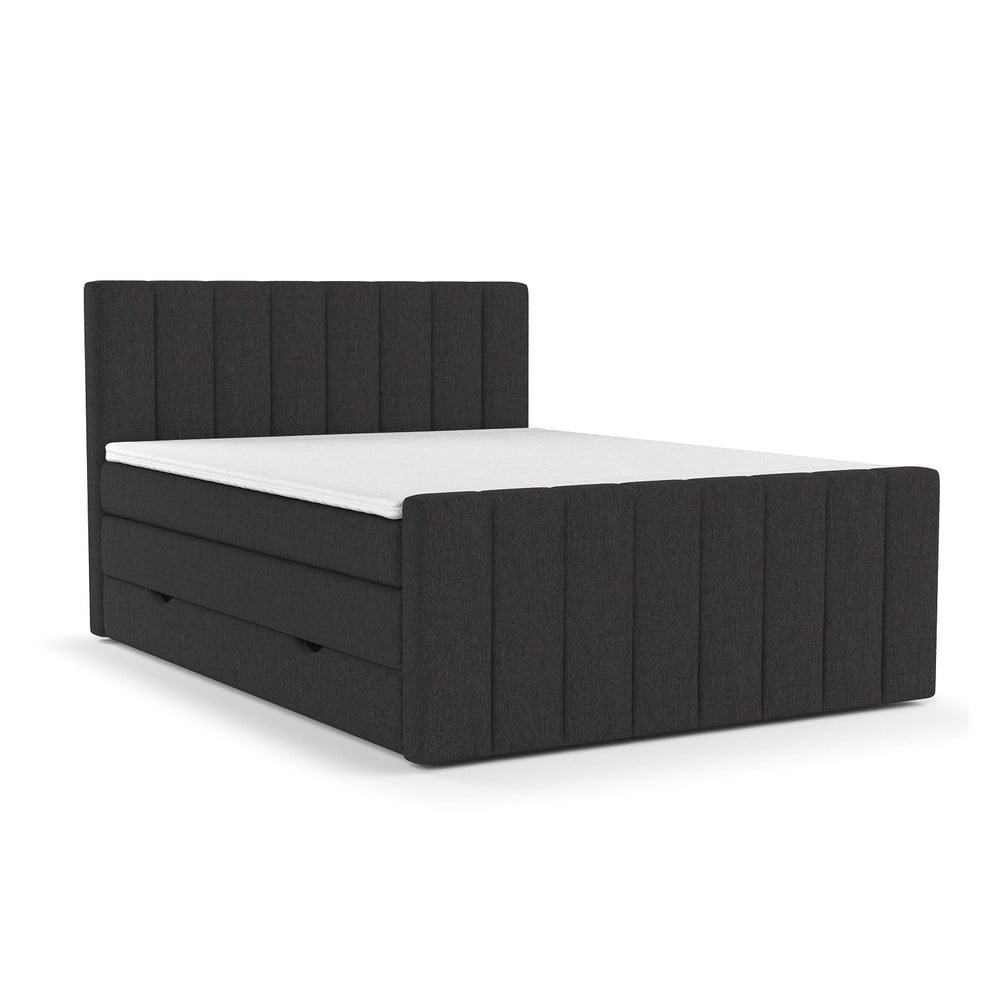Fekete ágyneműtartós boxspring ágy 200x200 cm Ruby – Maison de Rêve