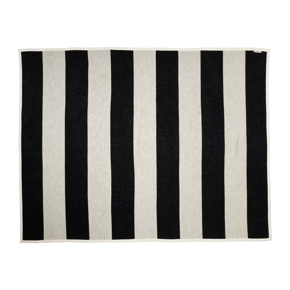 Fekete-fehér gyapjúkeverék takaró 140x180 cm Bob Black Vanilla – Pappelina