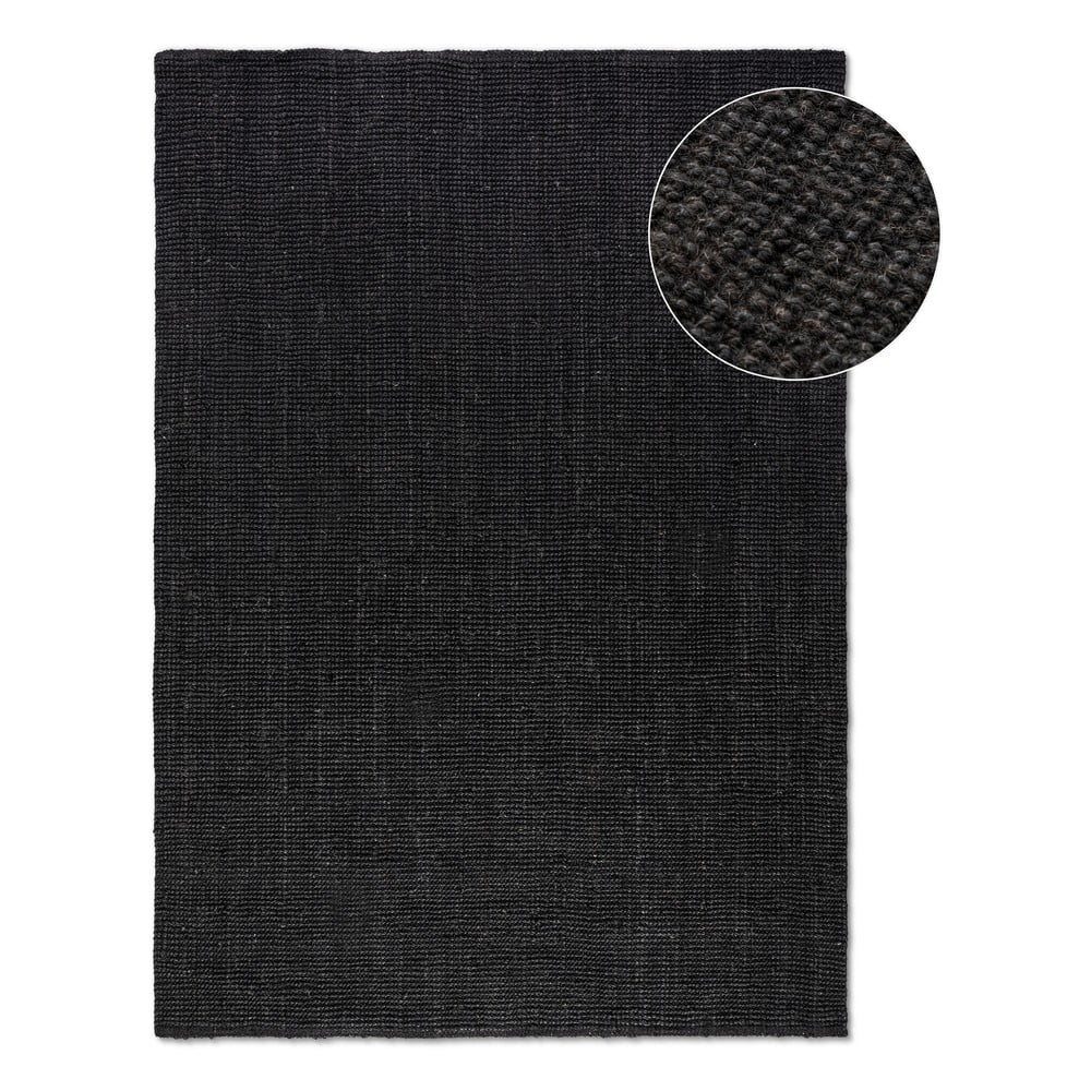 Fekete juta szőnyeg 80x150 cm Bouclé – Hanse Home