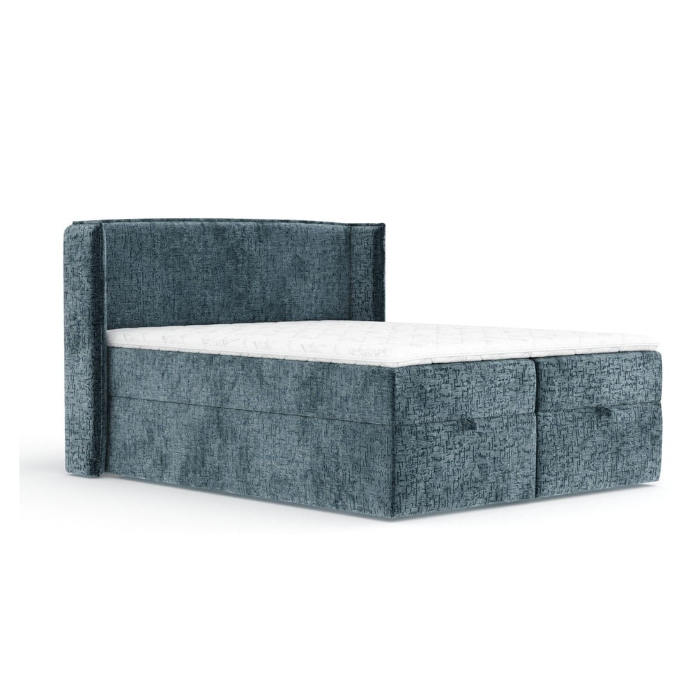 Kék ágyneműtartós boxspring ágy 160x200 cm Passion – Maison de Rêve