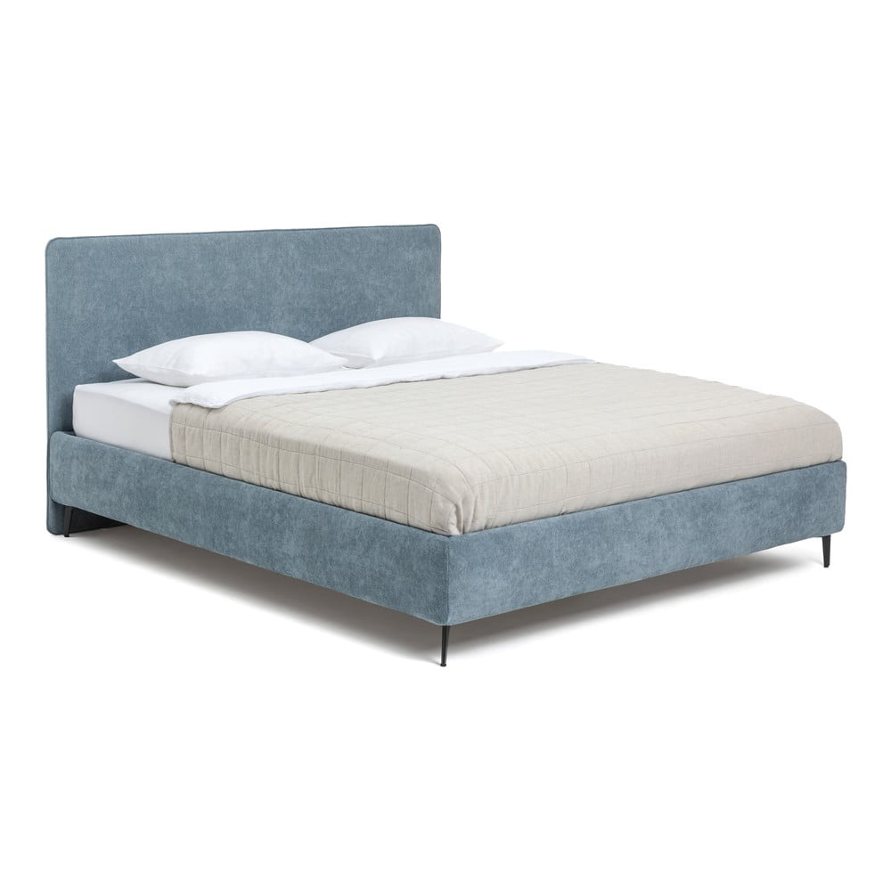 Kék kárpitozott franciaágy ágyráccsal 180x200 cm Noira Slim – Bonami Selection