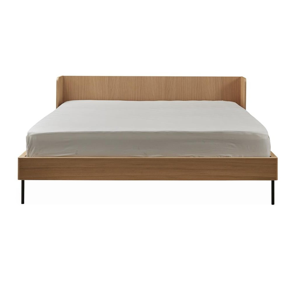 Natúr színű franciaágy tölgyfa dekorral 160x200 cm Wrap – Bonami Selection