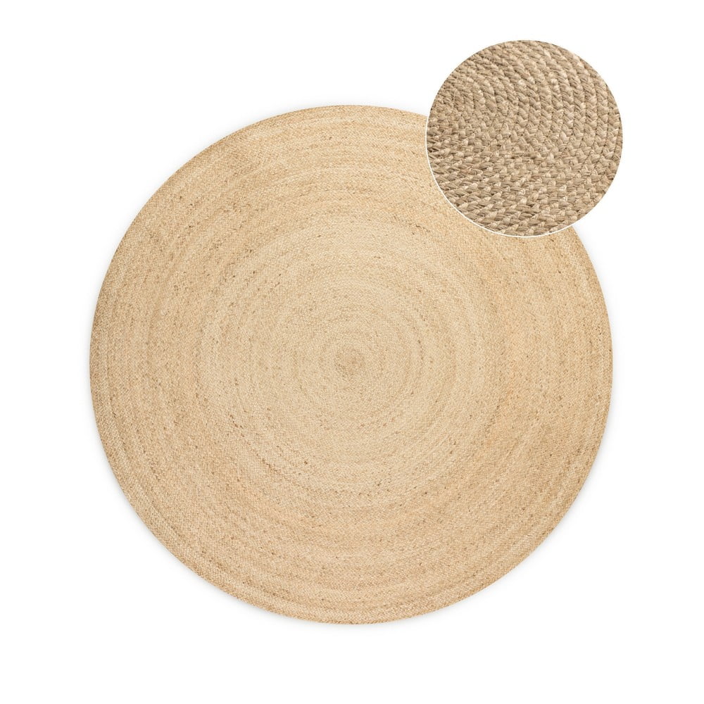 Natúr színű kétoldalas kerek juta szőnyeg ø 200 cm Braided Ivory – Hanse Home