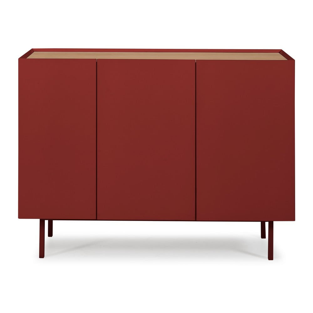 Piros alacsony komód tölgyfa dekorral 110x85 cm Arista – Teulat