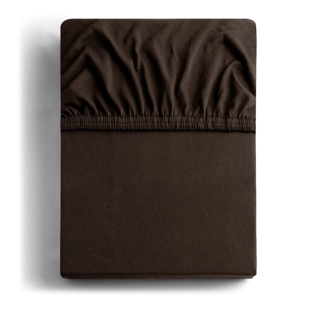 Sötétbarna gumis jersey lepedő 140x200 cm Amber – Restilo