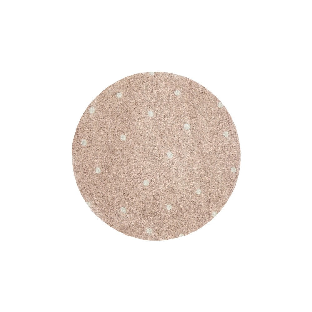 Világos rózsaszín mosható kézi szövésű pamut gyerek szőnyeg ø140 cm Round Dot Rose – Lorena Canals