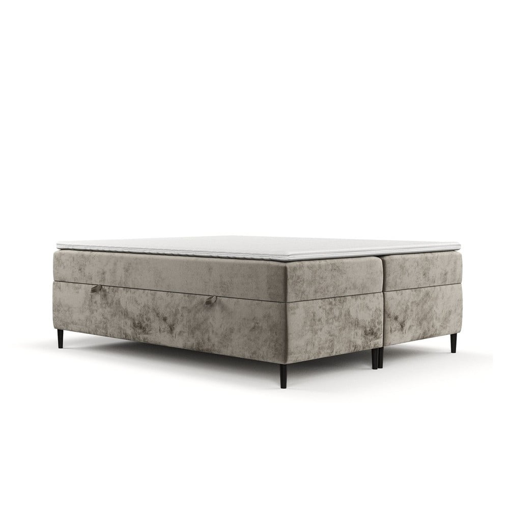 Világosbarna ágyneműtartós boxspring ágy 160x200 cm Araya – Maison de Rêve