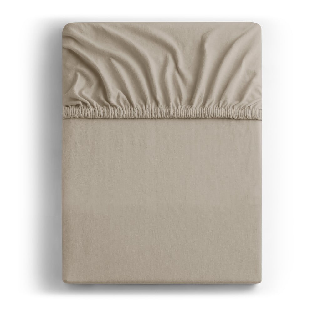 Világosbarna gumis jersey lepedő 240x220 cm Amber – Restilo