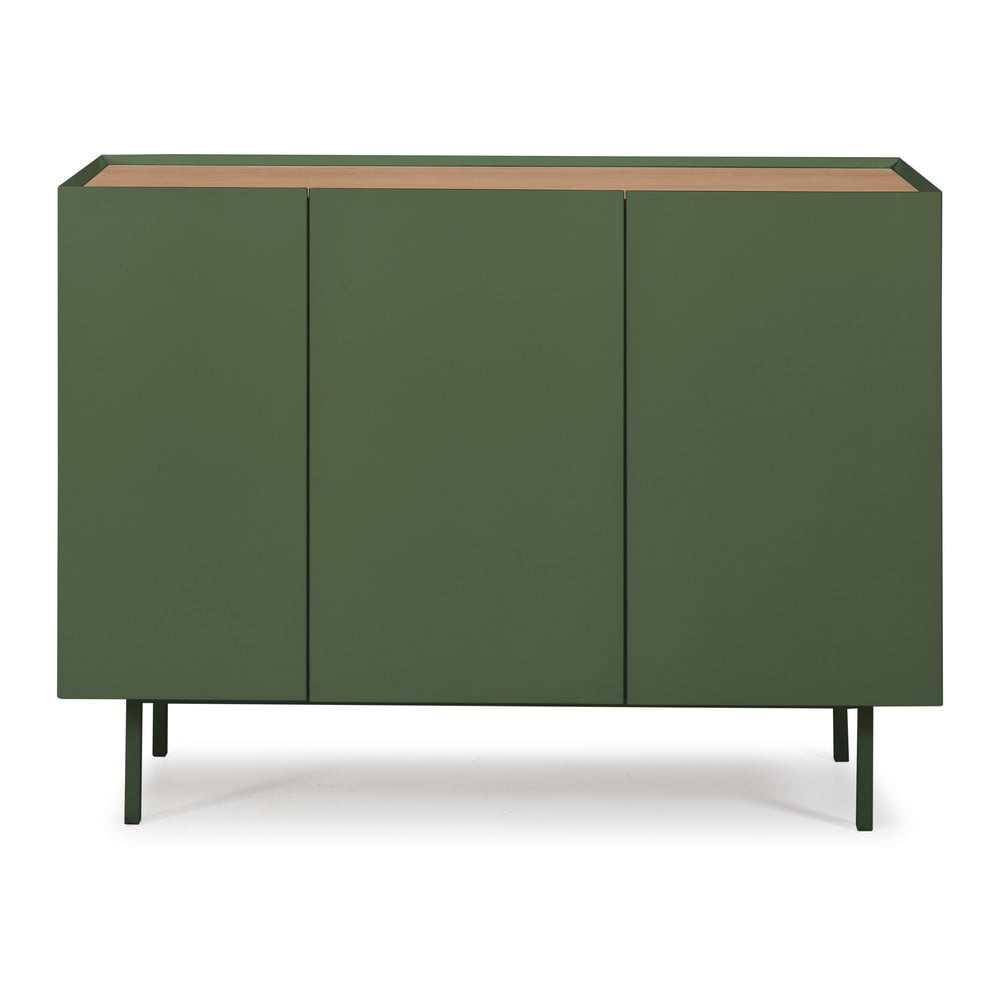 Zöld alacsony komód tölgyfa dekorral 110x85 cm Arista – Teulat