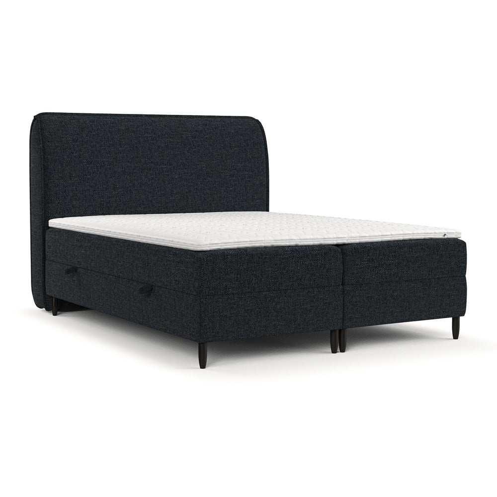 Fekete ágyneműtartós boxspring ágy 200x200 cm Melba – Maison de Rêve