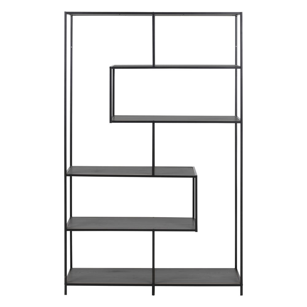 Fekete könyvespolc kőrisfa dekorral 114x185 cm Seaford – Actona