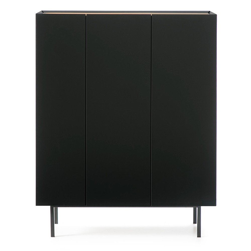 Fekete magas komód tölgyfa dekorral 95x120 cm Arista – Teulat
