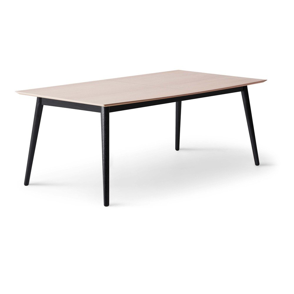 Fekete-natúr színű bővíthető étkezőasztal tölgyfa dekoros asztallappal 100x210 cm Meza – Hammel Furniture