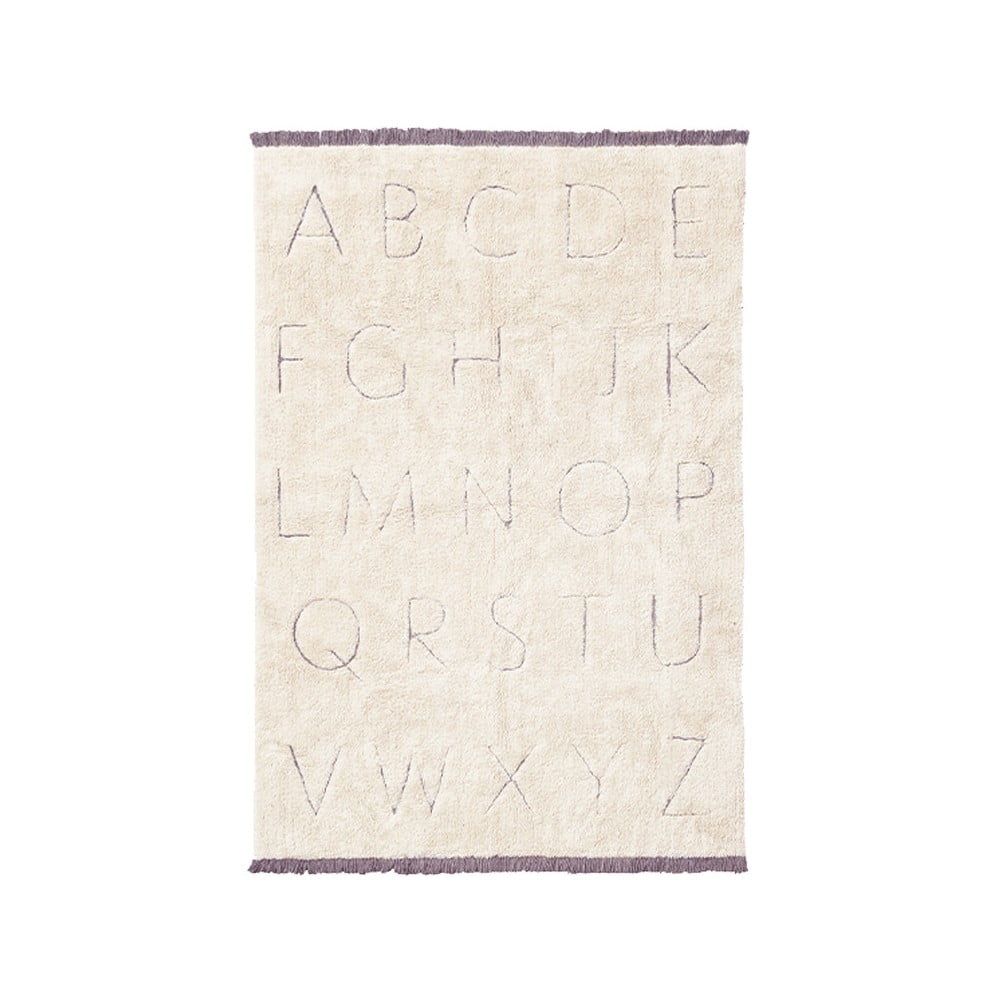Krémszínű mosható kézi szövésű pamut gyerek szőnyeg 140x200 cm ABC – Lorena Canals