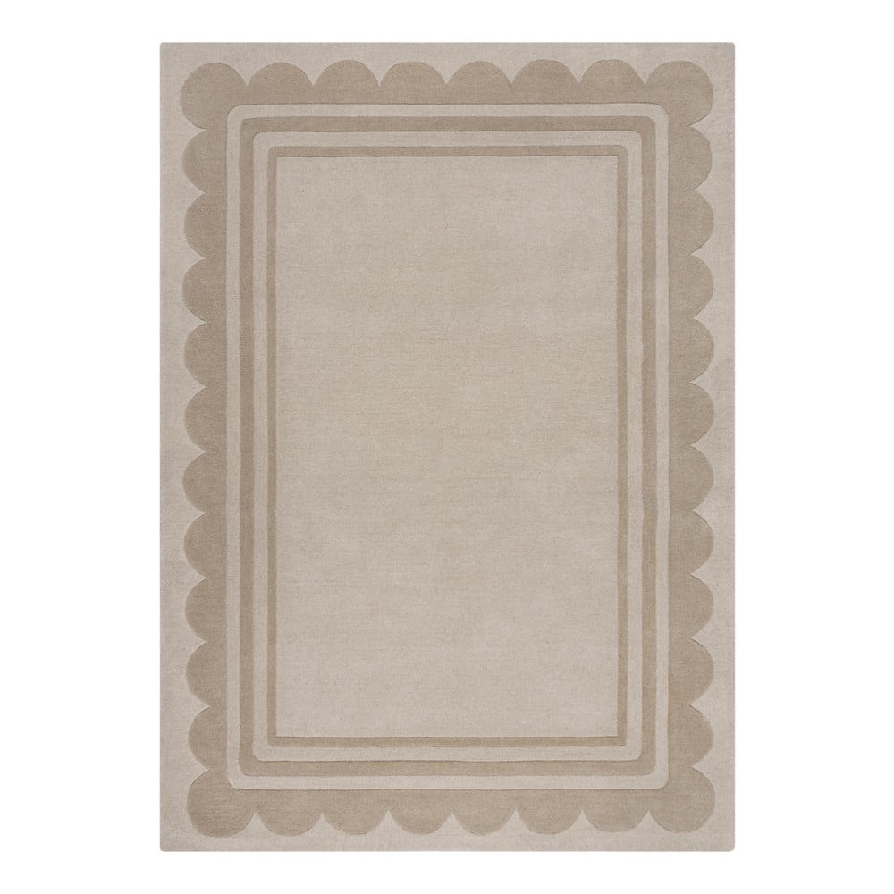 Natúr színű kézi szövésű gyapjú szőnyeg 120x170 cm Lois Scallop – Flair Rugs
