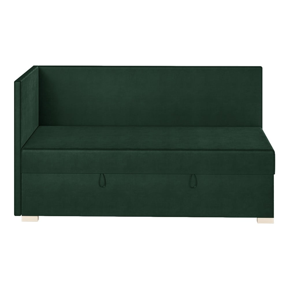 Sötétzöld sarok ágyneműtartós gyerekágy matraccal 90x200 cm Flexi – Ghado