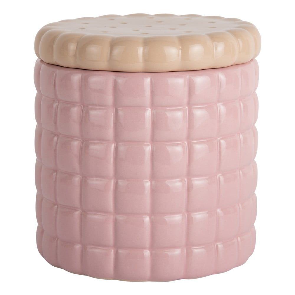Világos rózsaszín dekoratív kerámia tárolódoboz ø 14x15 cm Biscuit Box – PT LIVING