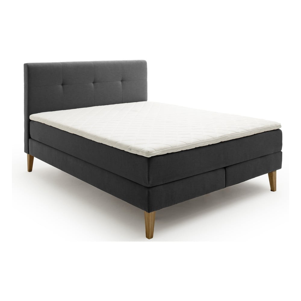 Antracitszürke boxspring ágy 160x200 cm Stockholm – Meise Möbel