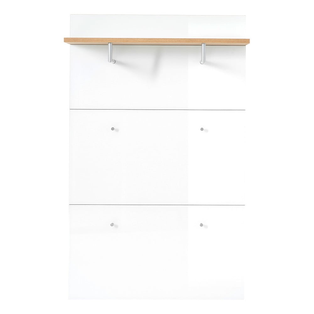 Fehér-natúr színű fogas panel tölgyfa dekorral Telde – Germania