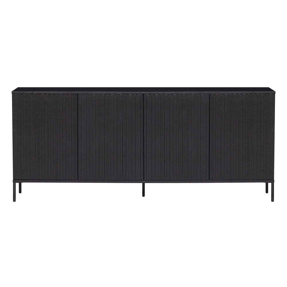 Fekete alacsony borovi fenyő komód 200x85 cm Gravure – WOOOD