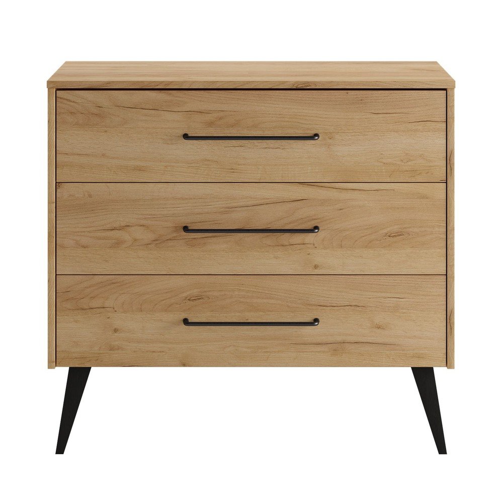 Natúr színű alacsony gyerek komód bükkfa dekorral 100x92 cm Retro – Pinio