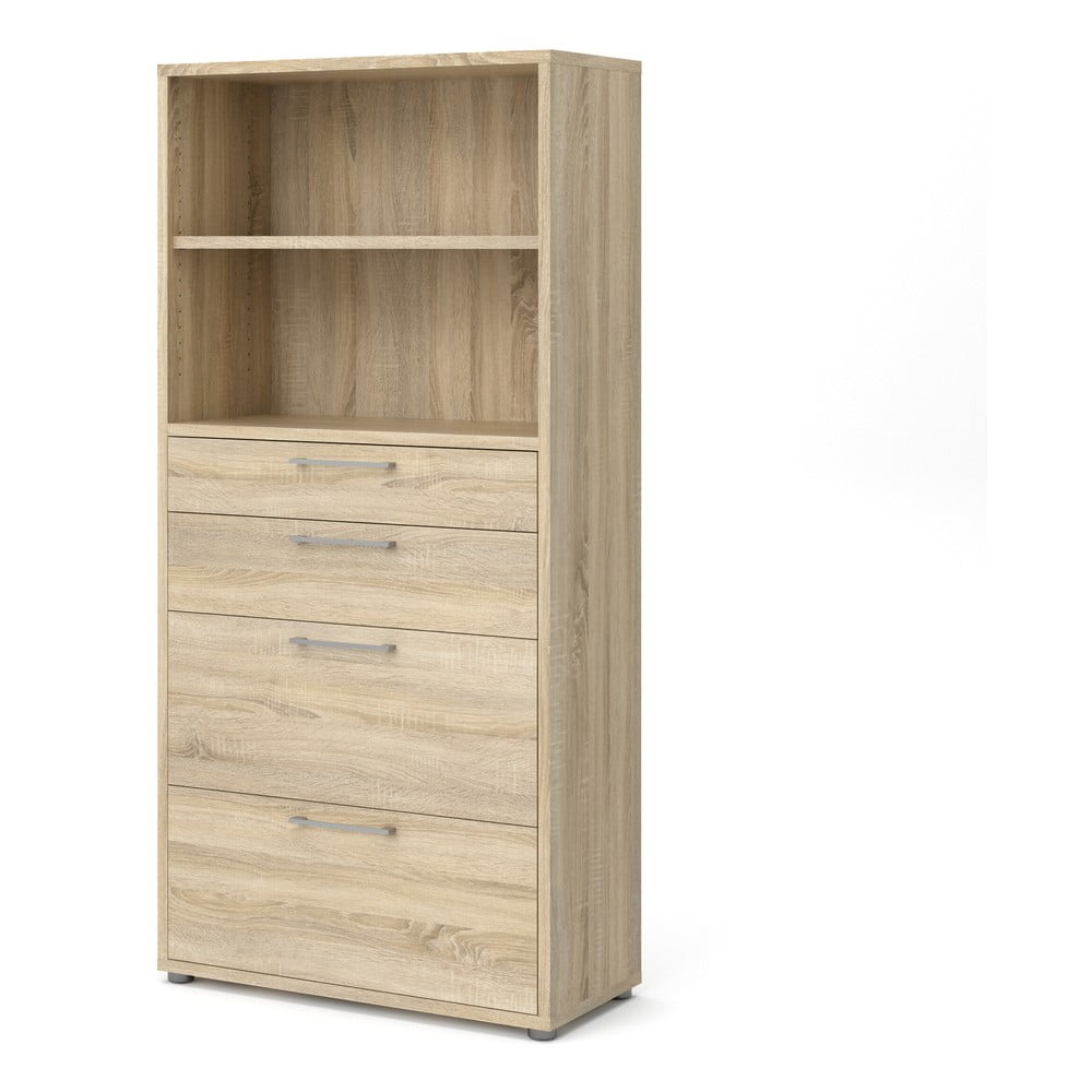 Natúr színű moduláris könyvespolc tölgyfa dekorral 89x189 cm Prima – Tvilum