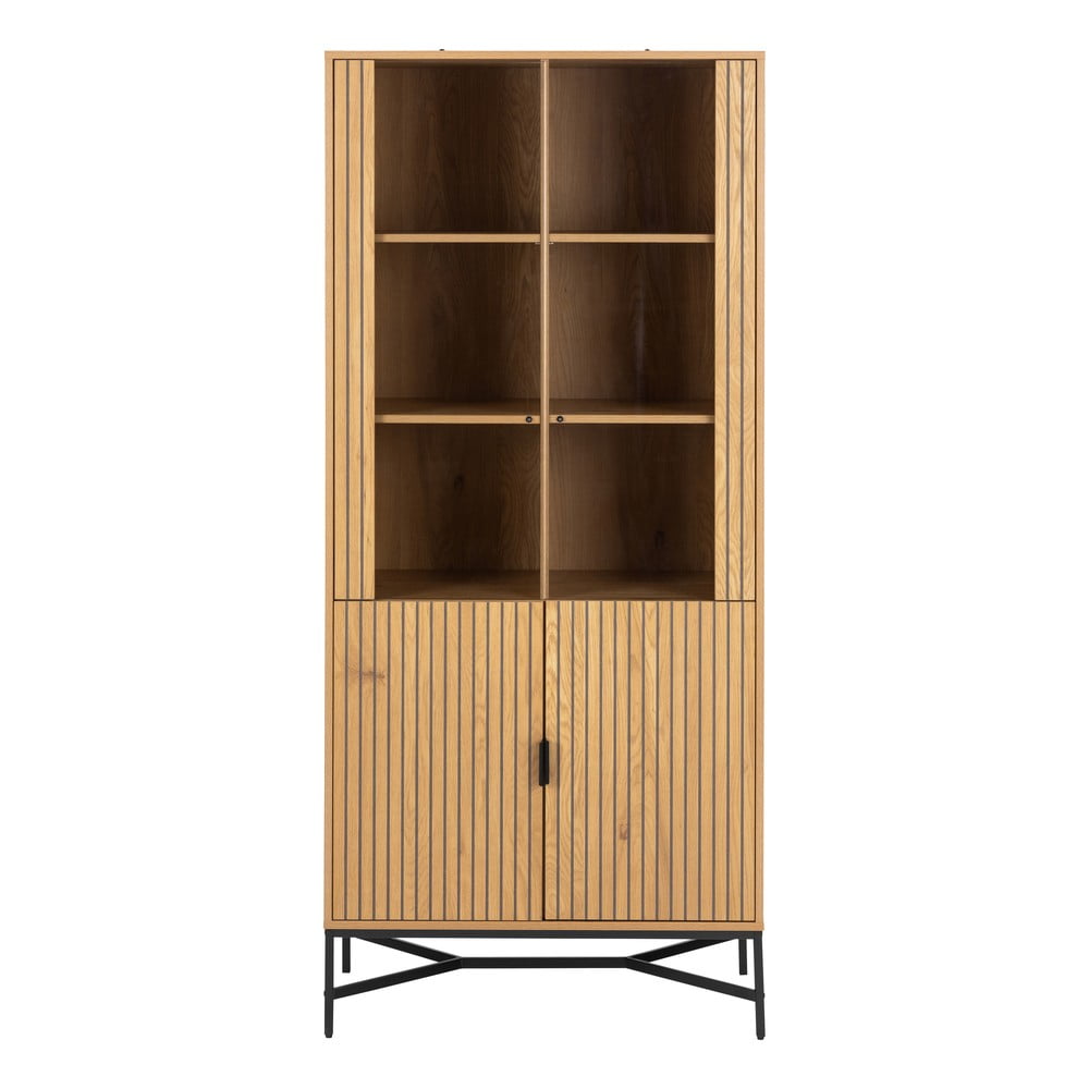 Natúr színű tálalószekrény tölgyfa dekorral 80x180x40 cm Jaipur – Actona