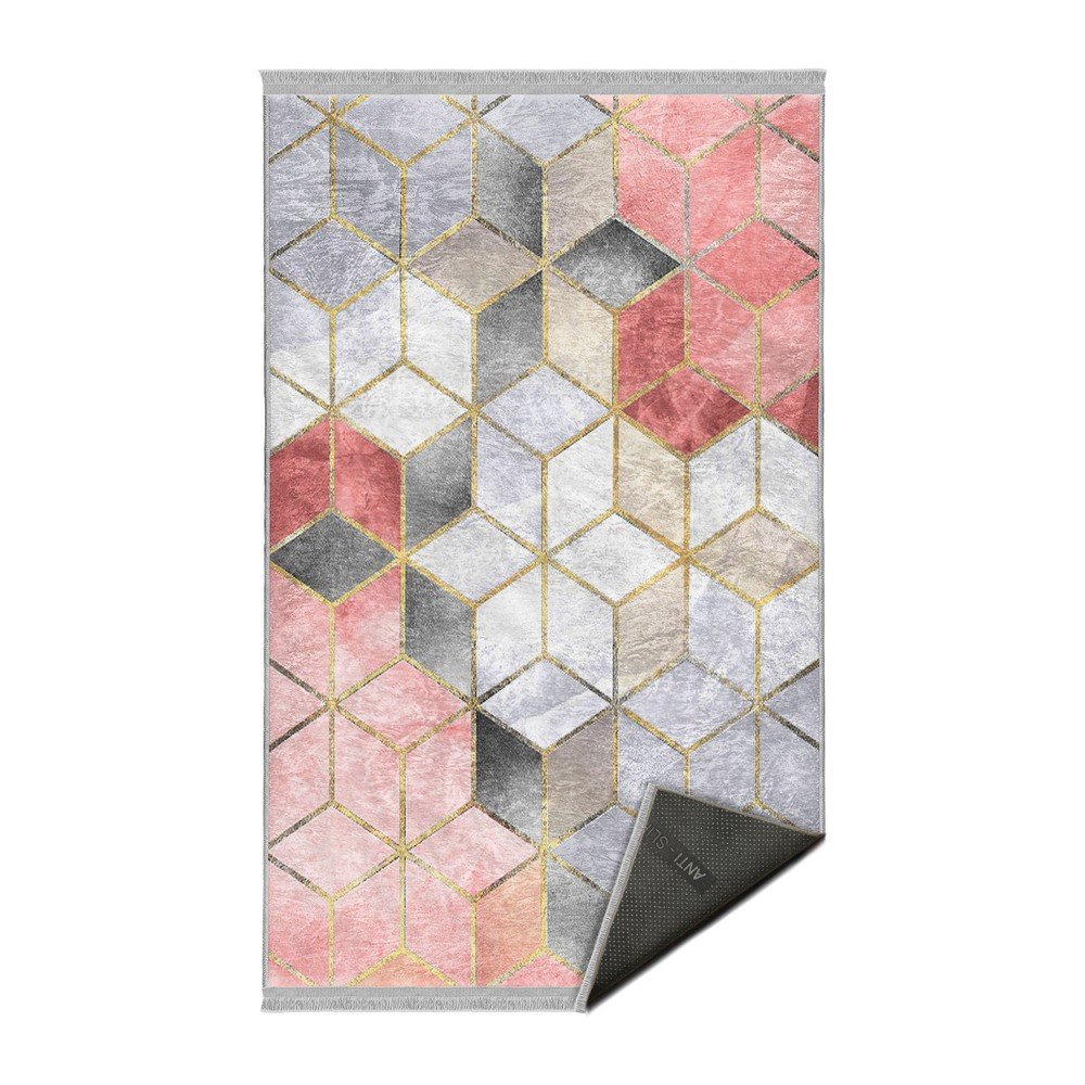 Rózsaszín-szürke mosható szőnyeg 120x180 cm – Mila Home