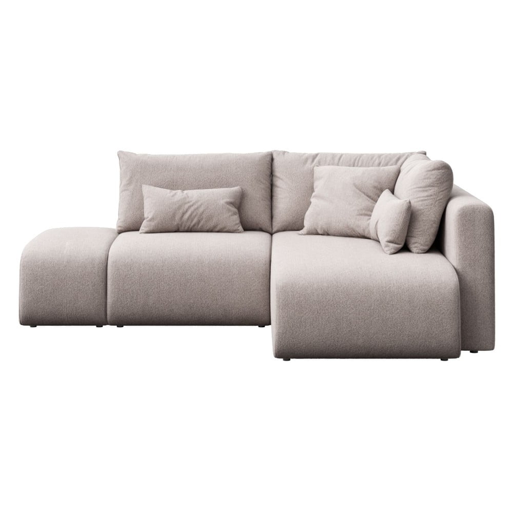 Világosszürke kinyitható-tárolóhelyes sarokkanapé (jobb oldali-heverő résszel) Lumine – Ghado