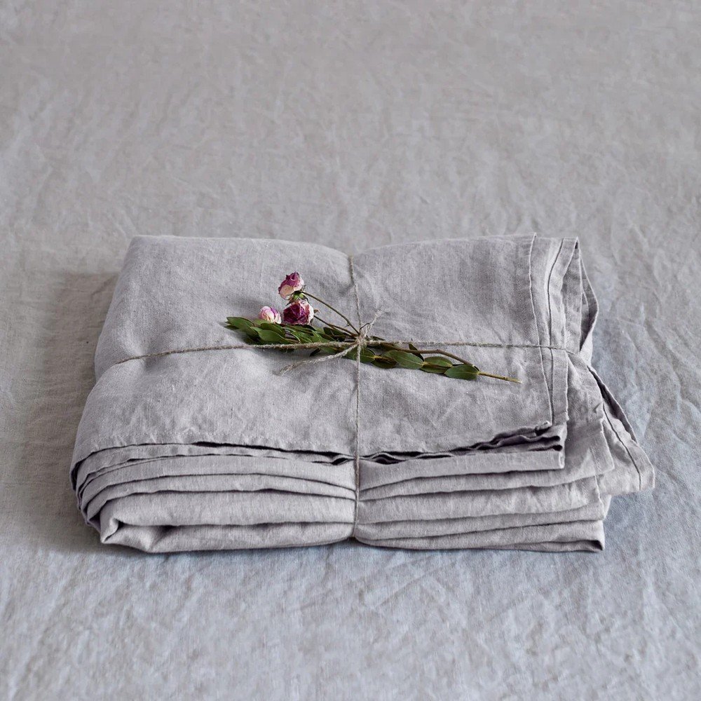 Világosszürke len lepedő 230x270 cm Light Grey – Linen Tales
