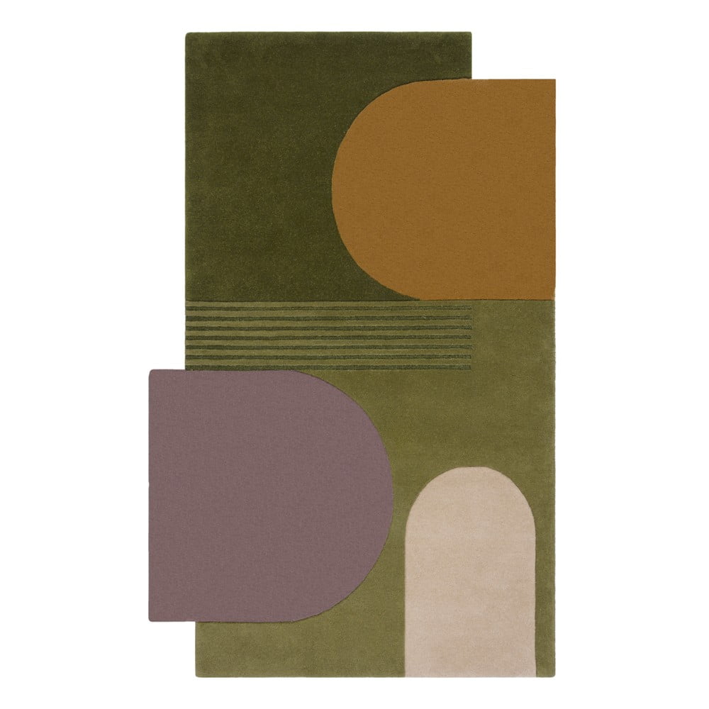 Zöld kézi szövésű gyapjú szőnyeg 150x240 cm Lozenge – Flair Rugs