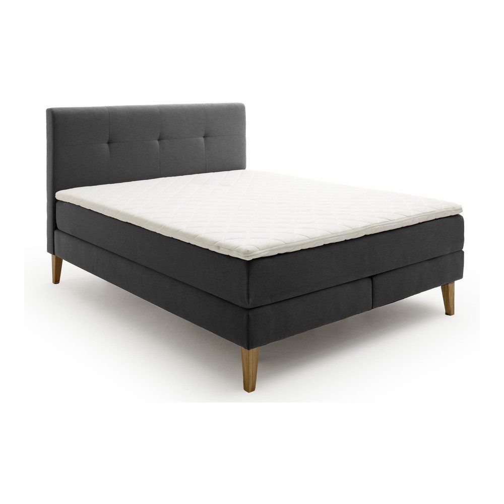 Antracitszürke boxspring ágy 180x200 cm Stockholm – Meise Möbel