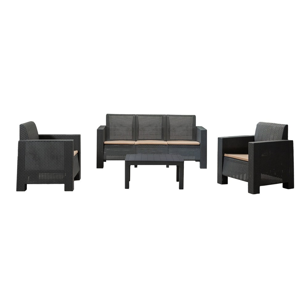 Antracitszürke ötszemélyes kerti lounge szett Aksu – Floriane Garden