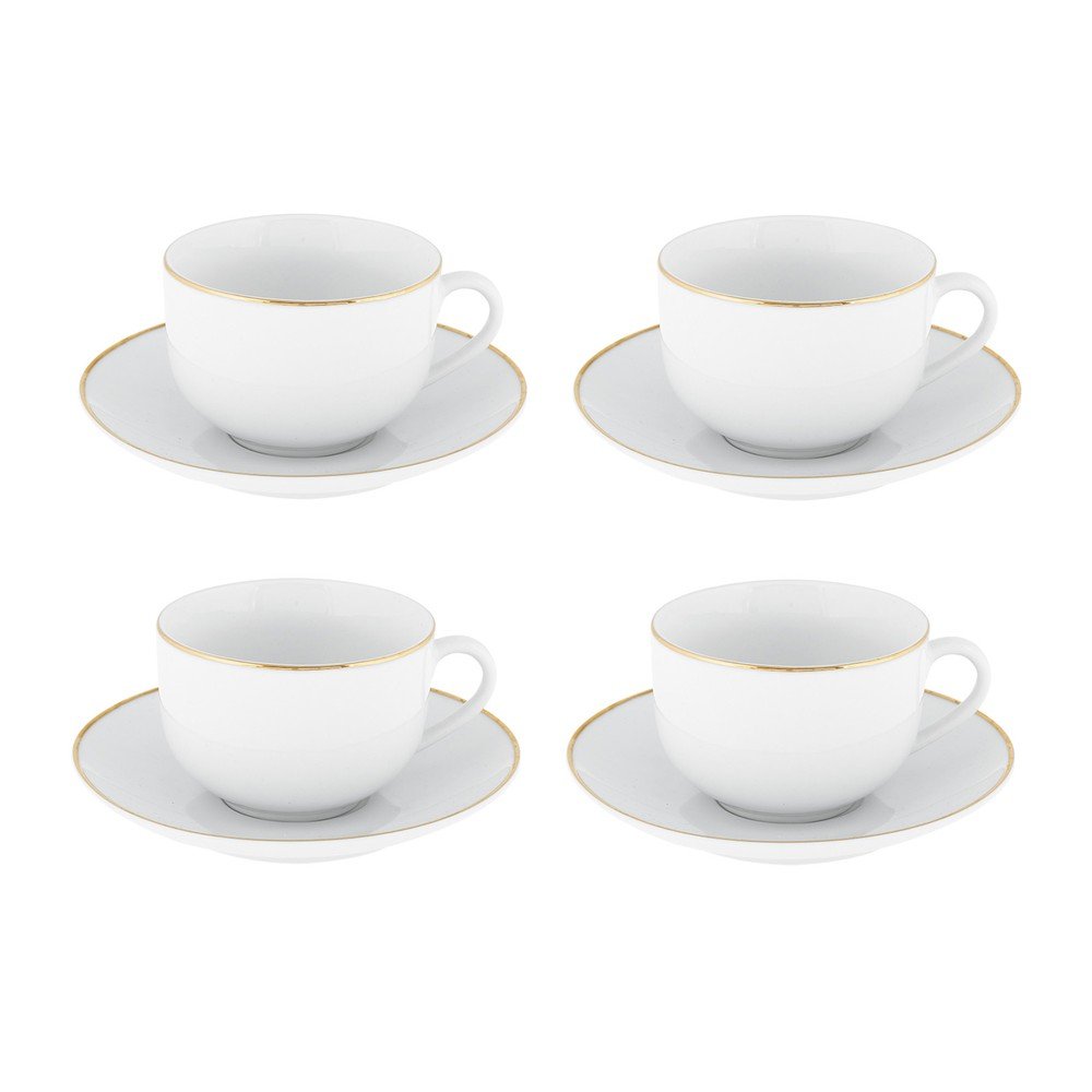 Fehér porcelán csésze szett 4 db-os 200 ml Gold Chic – Villa Altachiara