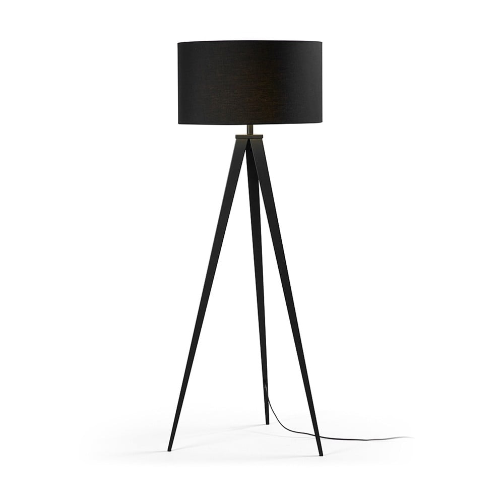 Fekete állólámpa textil búrával (magasság 157 cm) Iguazu – Kave Home